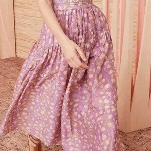 NWOT ULLA JOHNSON Gia Skirt in Lavender Handprint Dot XS $595